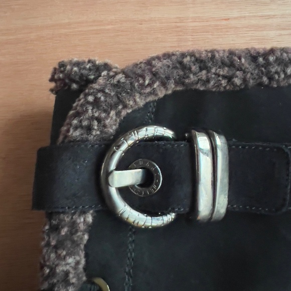 Stuart Weitzman lace/zip up faux fur shearling black suede boots 7.5 buckle EUC - Picture 2 of 11